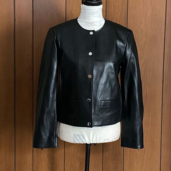 Theory Leather Crop Jacket size 4 - Picture 1 of 12